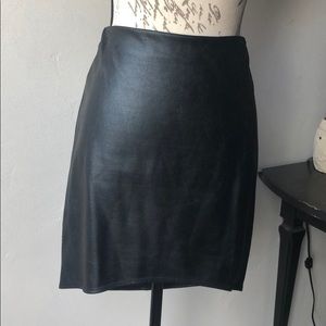 Black leather mini skirt